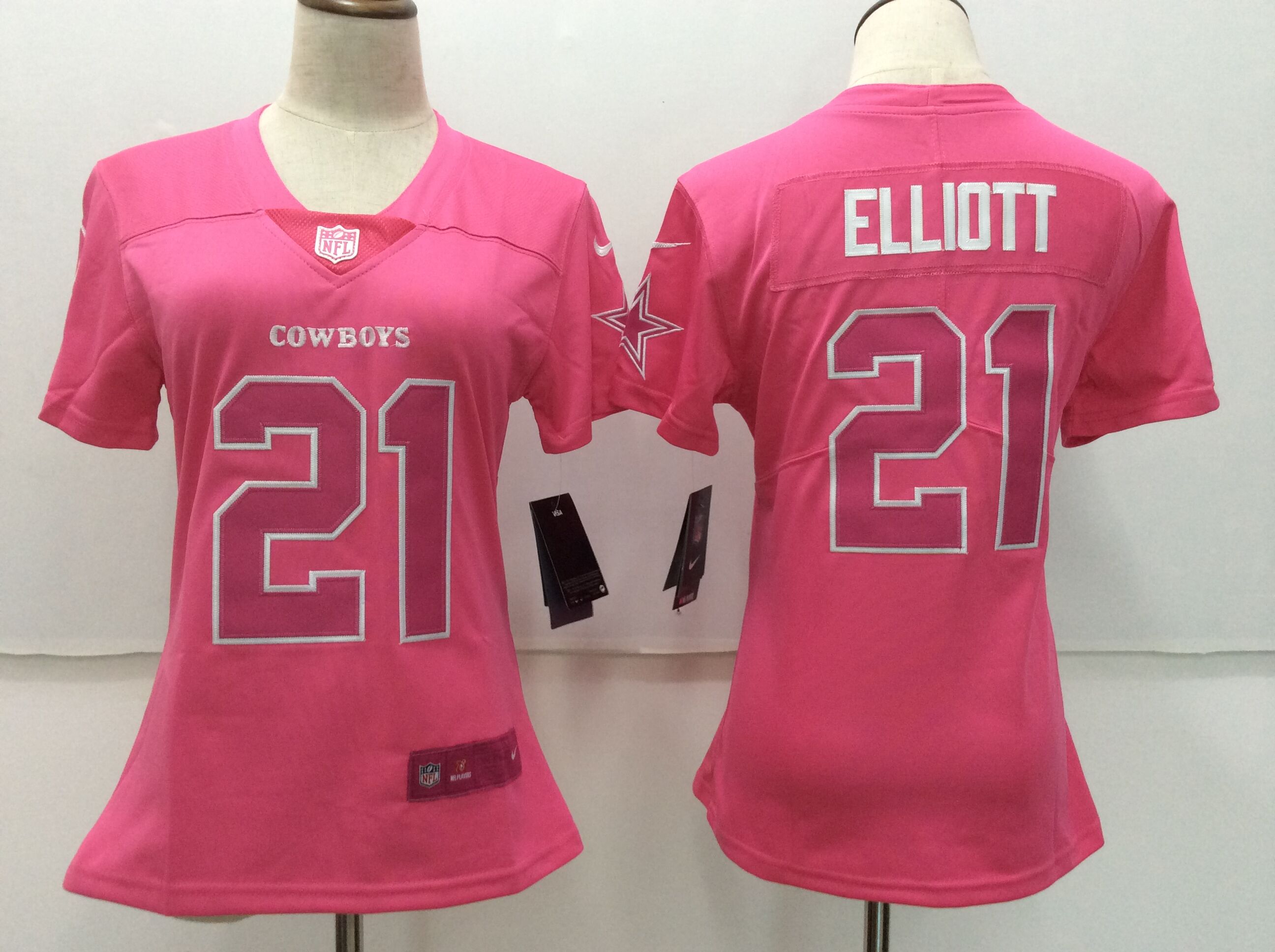 Women Dallas cowboys #21 Elliott pink Nike Vapor Untouchable Limited NFL Jerseys->->Women Jersey